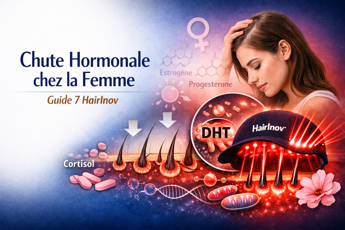 Chute de cheveux hormonale femme DHT ménopause solution laser LLLT 650 nm HairInov Canada