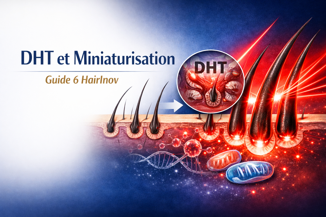 DHT miniaturisation follicules perte cheveux solution laser LLLT 650 nm HairInov Canada